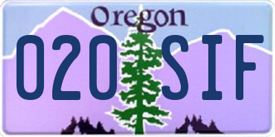 OR license plate 020SIF