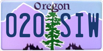 OR license plate 020SIW