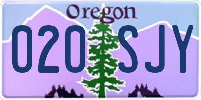 OR license plate 020SJY