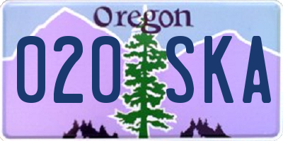 OR license plate 020SKA
