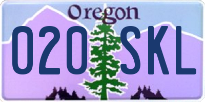 OR license plate 020SKL