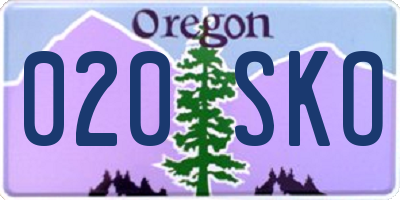 OR license plate 020SKO