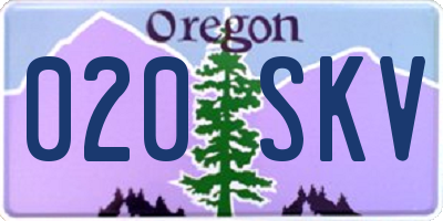 OR license plate 020SKV