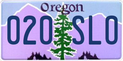 OR license plate 020SLO