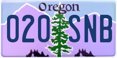 OR license plate 020SNB