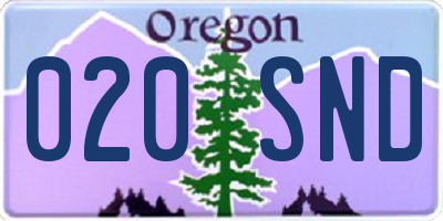 OR license plate 020SND
