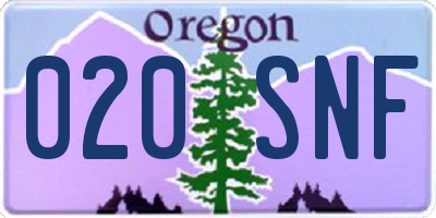 OR license plate 020SNF