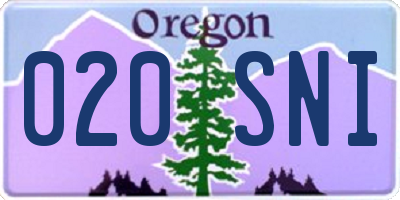 OR license plate 020SNI