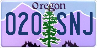 OR license plate 020SNJ