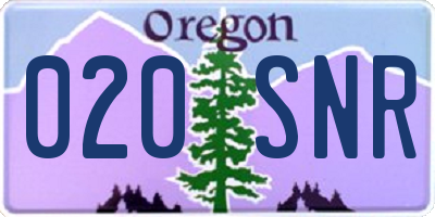 OR license plate 020SNR