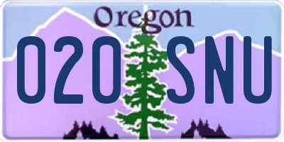 OR license plate 020SNU