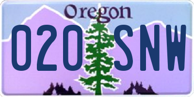 OR license plate 020SNW