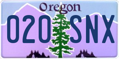 OR license plate 020SNX