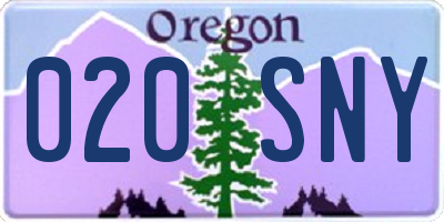 OR license plate 020SNY