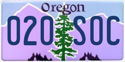 OR license plate 020SOC