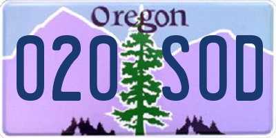 OR license plate 020SOD
