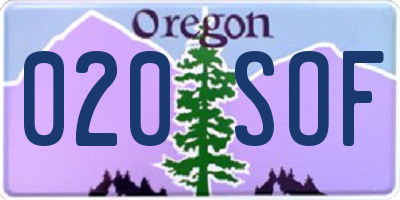 OR license plate 020SOF