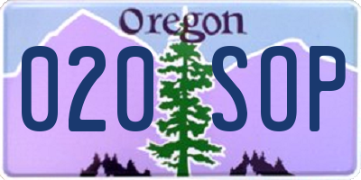 OR license plate 020SOP