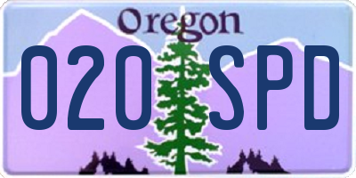 OR license plate 020SPD