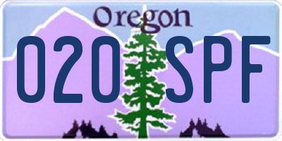 OR license plate 020SPF