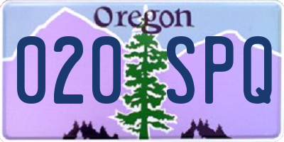 OR license plate 020SPQ
