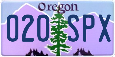 OR license plate 020SPX
