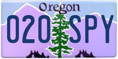 OR license plate 020SPY