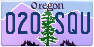 OR license plate 020SQU