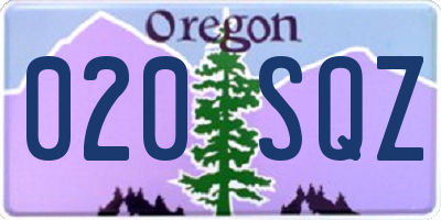 OR license plate 020SQZ
