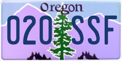 OR license plate 020SSF
