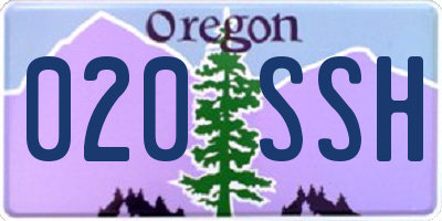 OR license plate 020SSH