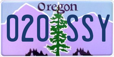 OR license plate 020SSY