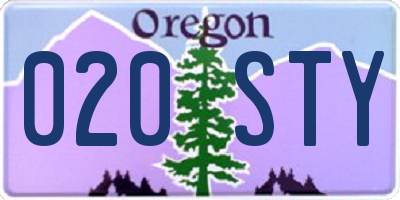 OR license plate 020STY