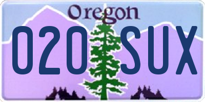 OR license plate 020SUX