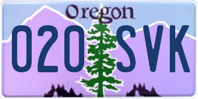 OR license plate 020SVK