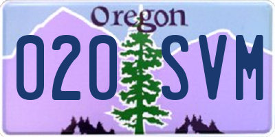 OR license plate 020SVM