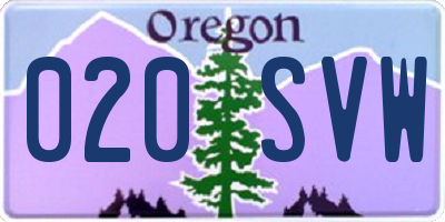 OR license plate 020SVW
