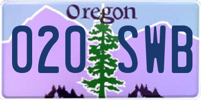 OR license plate 020SWB