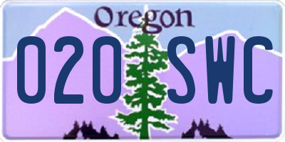 OR license plate 020SWC