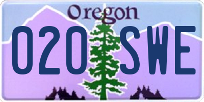 OR license plate 020SWE