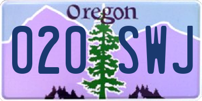 OR license plate 020SWJ