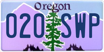 OR license plate 020SWP
