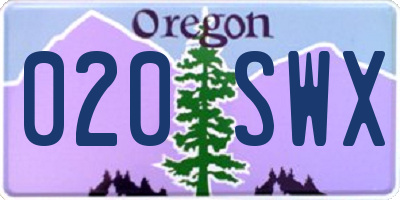 OR license plate 020SWX