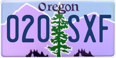 OR license plate 020SXF