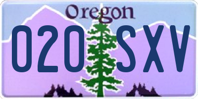 OR license plate 020SXV