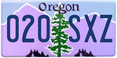 OR license plate 020SXZ