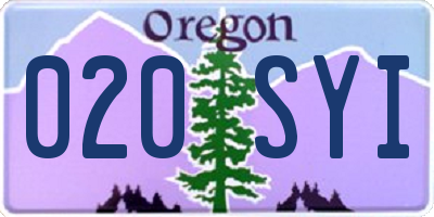 OR license plate 020SYI