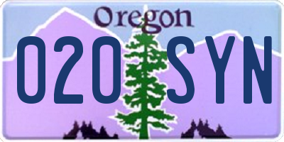 OR license plate 020SYN