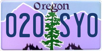 OR license plate 020SYO
