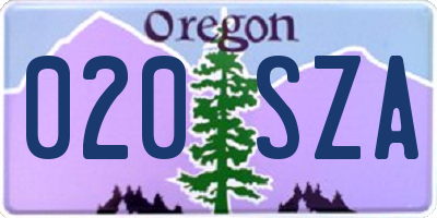 OR license plate 020SZA